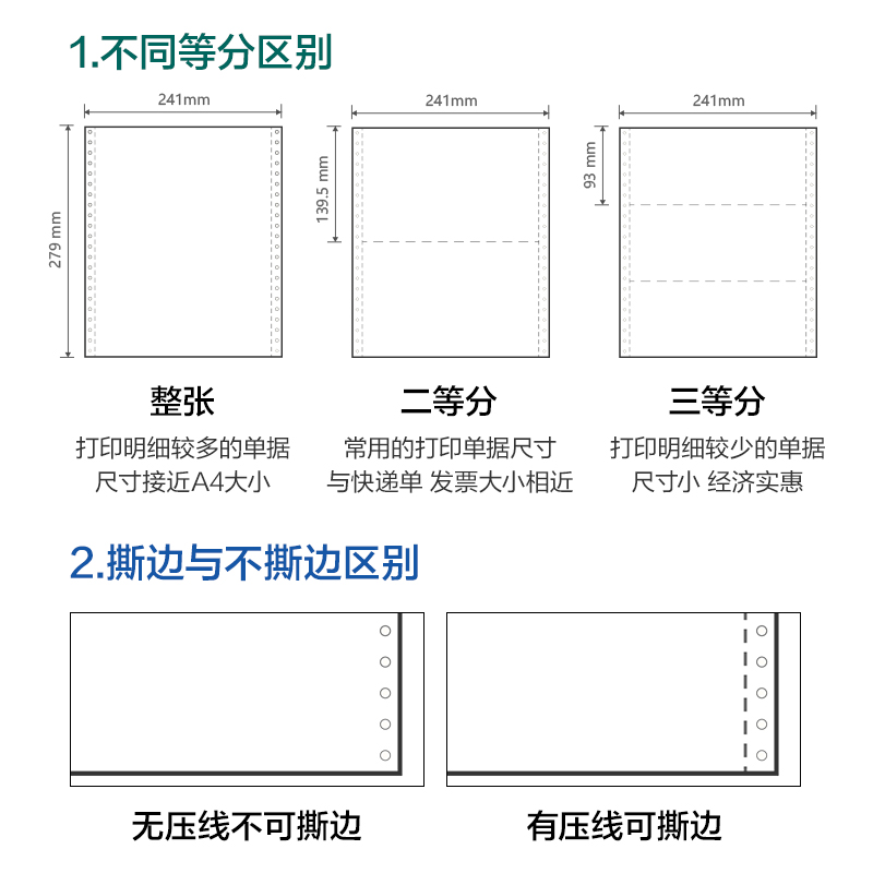 尊龙凯时塞纳河SN241-5电脑打印纸(1/2CS彩色撕边)(600页/盒)