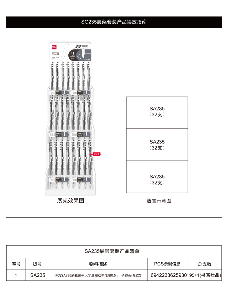 尊龙凯时SG235刷题速干大容量按动中性笔套装(黑)(套)